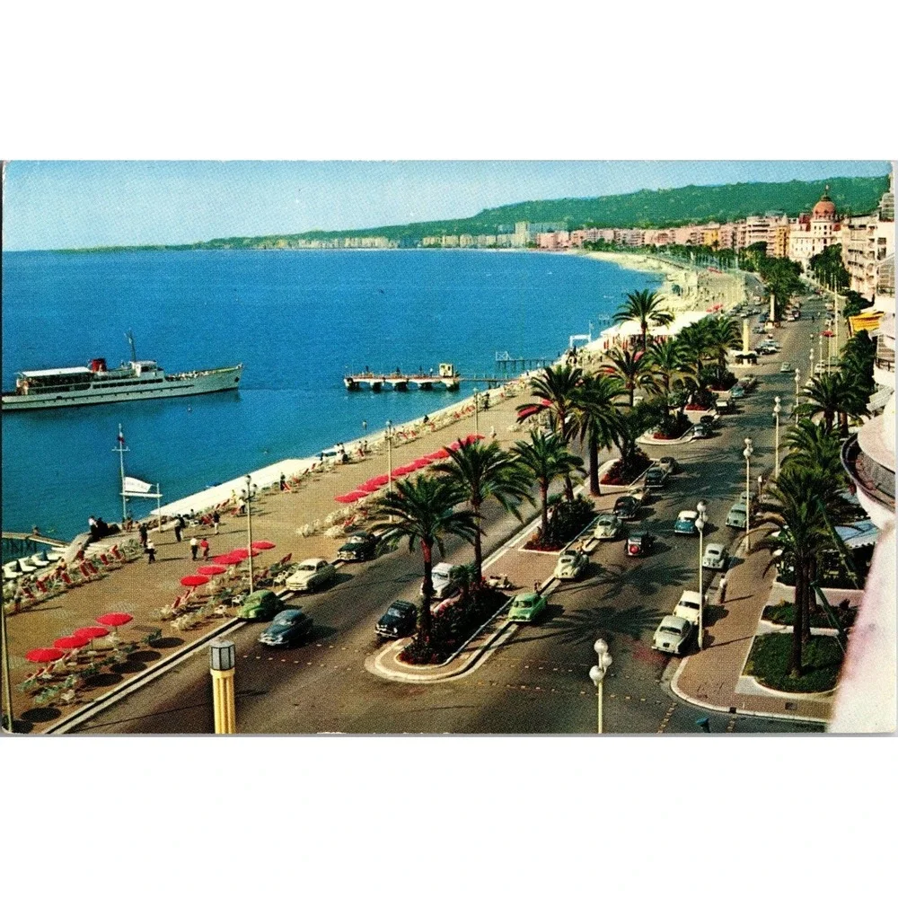 Vintage Nice France Promenade des Anglais Postcard by Montluet Italcolor